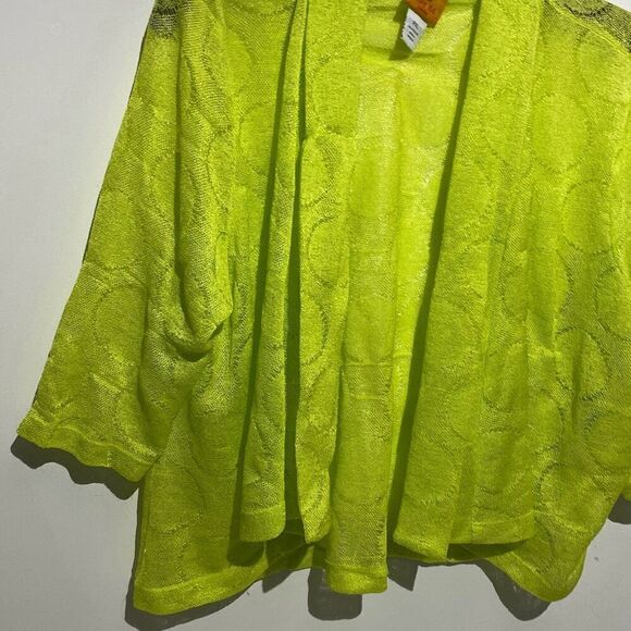 Rudy Rd. Women's Yellow Green Open Lace Knit Cardigan Size PXL - Picture 2 of 8